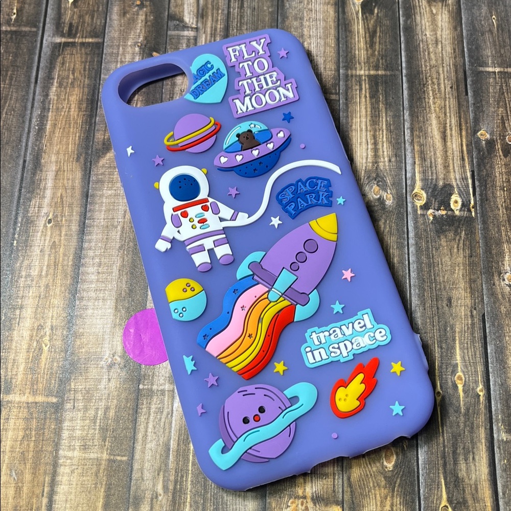 5for$10 Purple iPhone 6, 6s, 7, 8 and 2020 SE Phone Case Space Cute Doodle